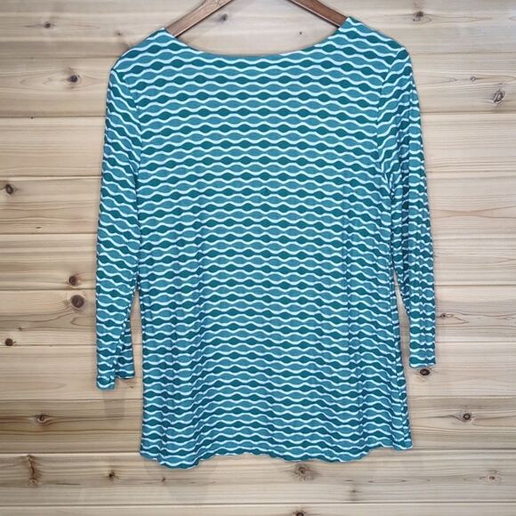 Tianello Top Womens Medium Teal Ballet Tee Wave pattern Art Colorful USA - Picture 4 of 9